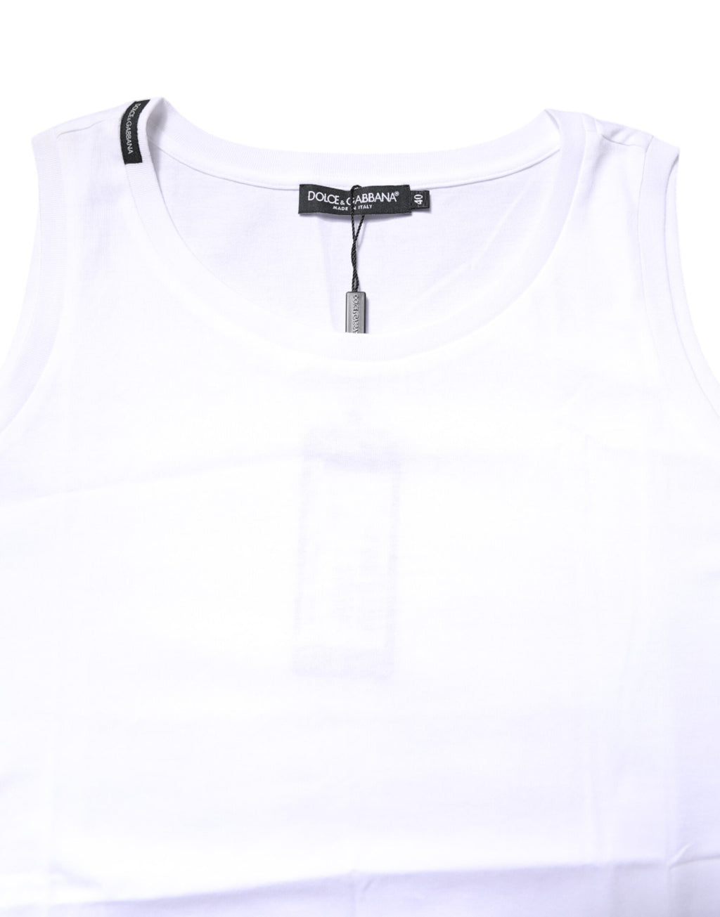 Camiseta blanca sin mangas de algodón con cuello redondo de Dolce &amp; Gabbana