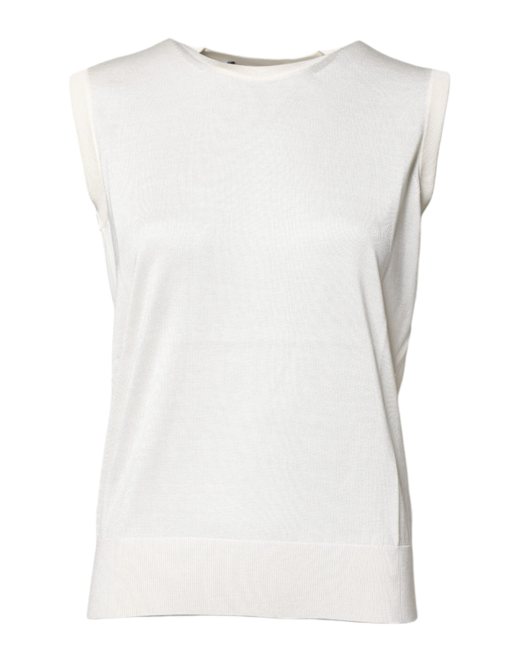 Top sin mangas con cuello redondo de seda blanca de Dolce &amp; Gabbana
