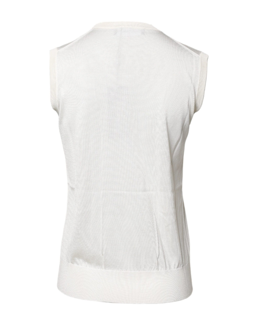 Top sin mangas con cuello redondo de seda blanca de Dolce &amp; Gabbana