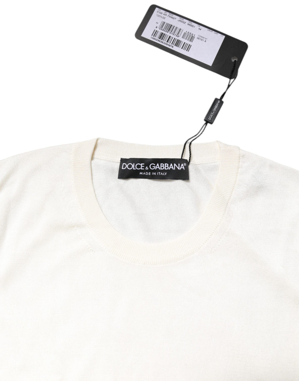 Top sin mangas con cuello redondo de seda blanca de Dolce &amp; Gabbana
