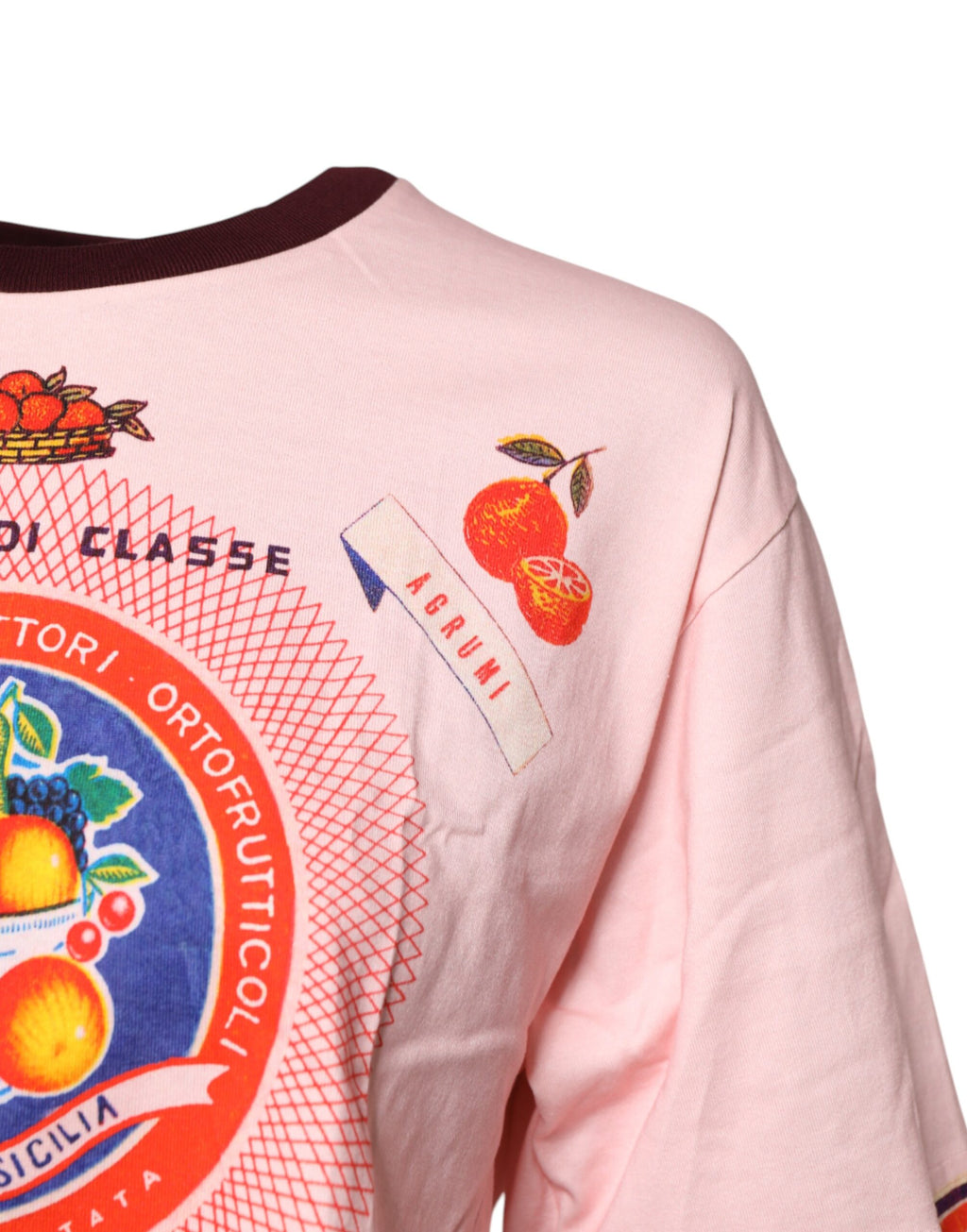 Top corto de algodón de manga corta con estampado rosa de Dolce &amp; Gabbana