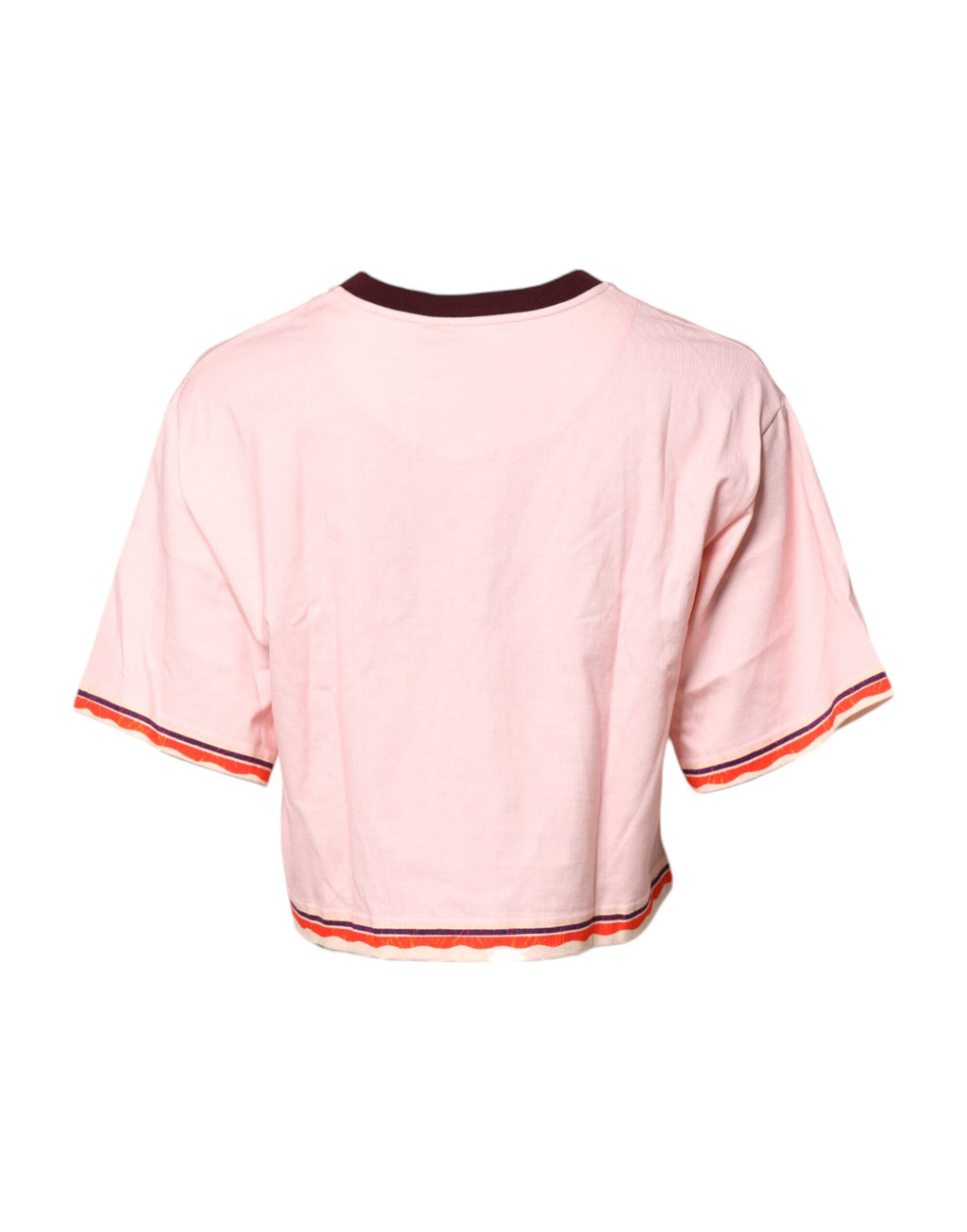 Top corto de algodón de manga corta con estampado rosa de Dolce &amp; Gabbana