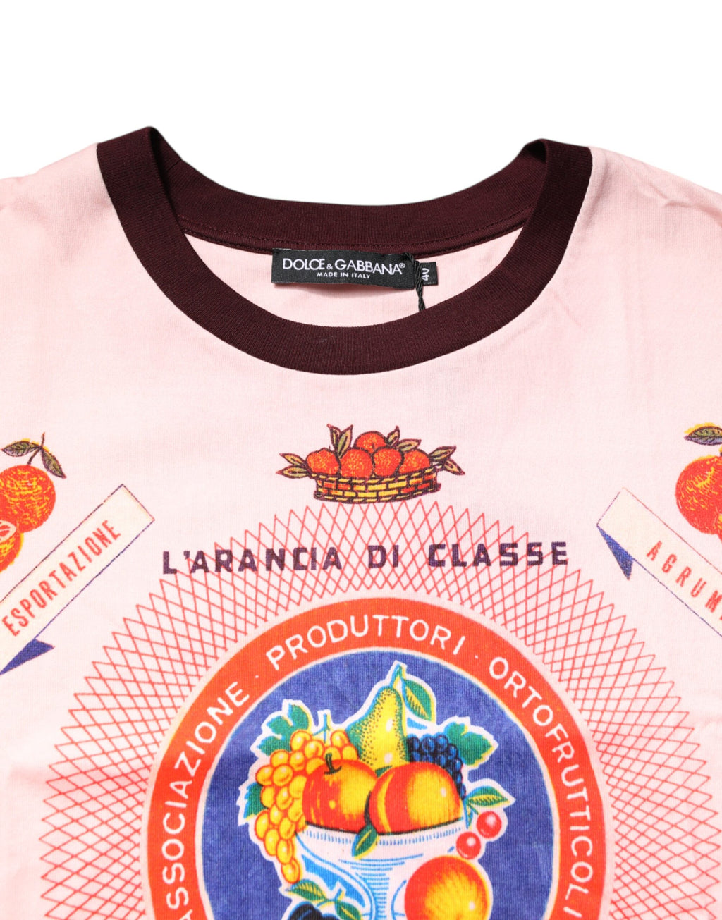 Top corto de algodón de manga corta con estampado rosa de Dolce &amp; Gabbana