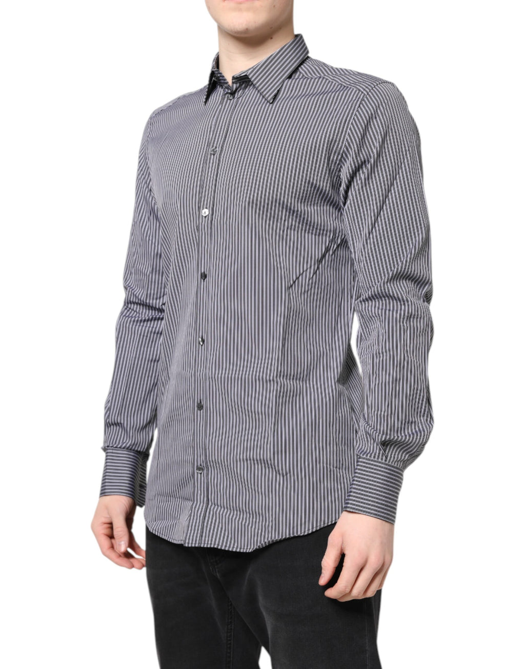 Camisa formal Dolce &amp; Gabbana con rayas blancas y negras doradas
