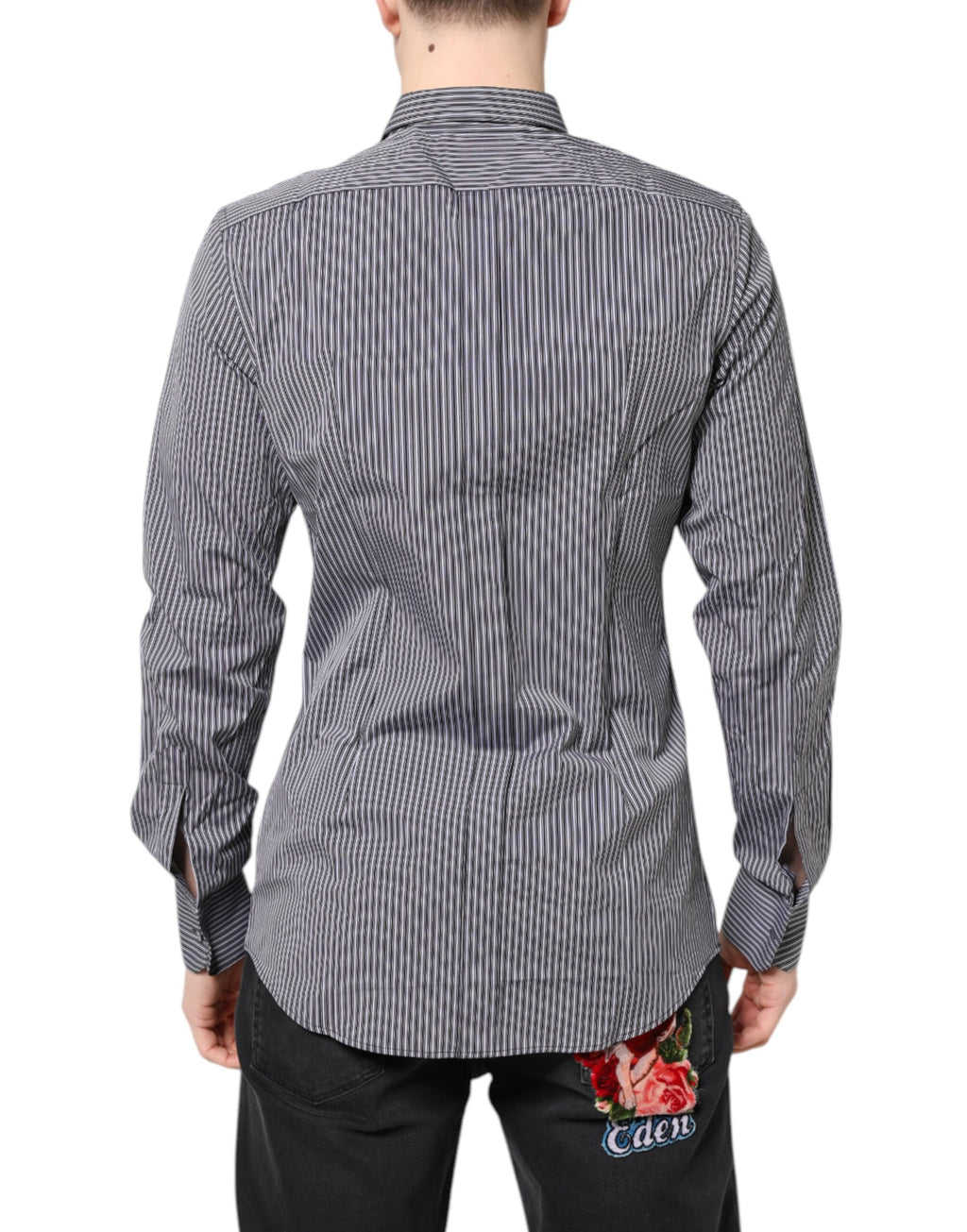 Camisa formal Dolce &amp; Gabbana con rayas blancas y negras doradas
