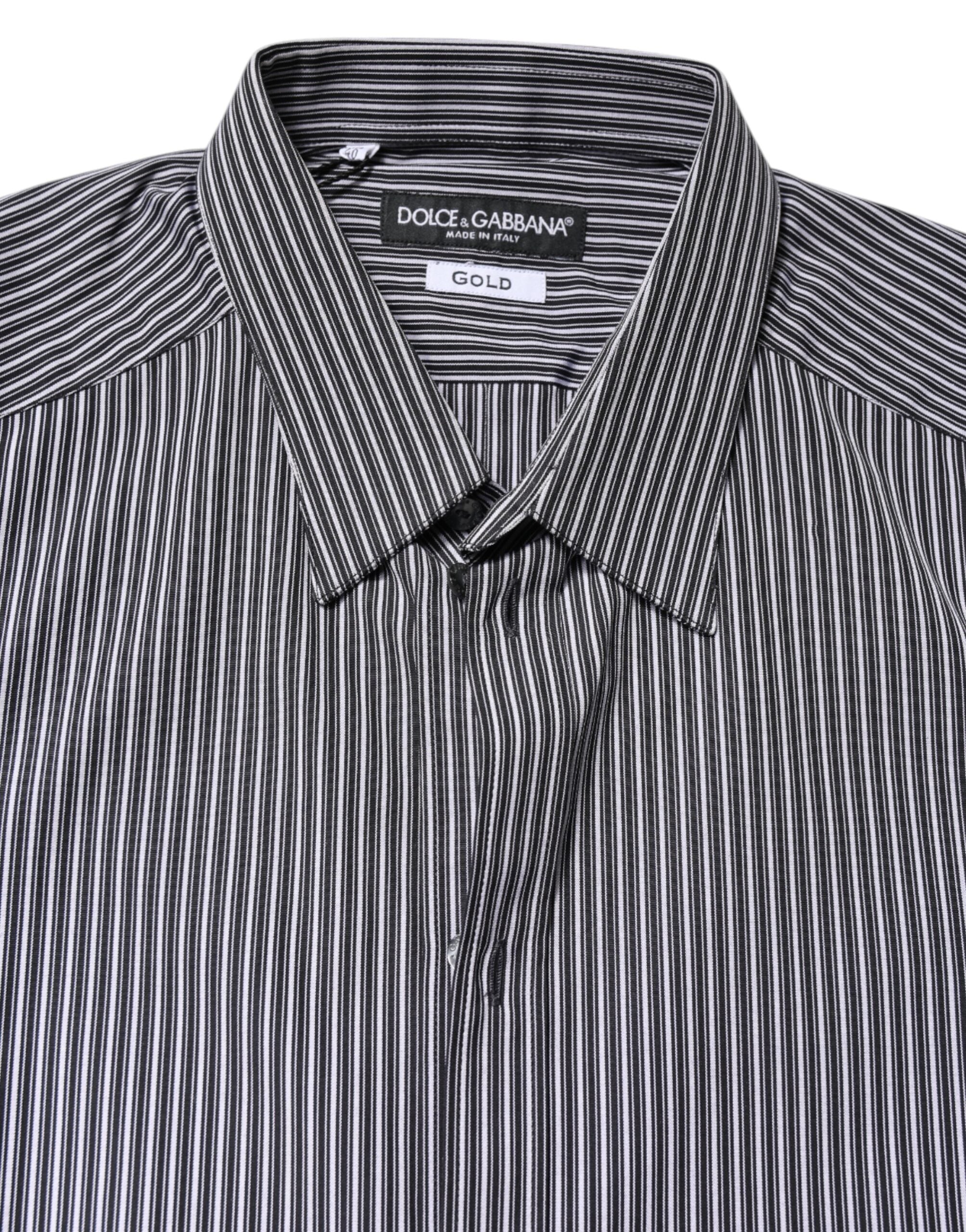 Camisa formal Dolce &amp; Gabbana con rayas blancas y negras doradas