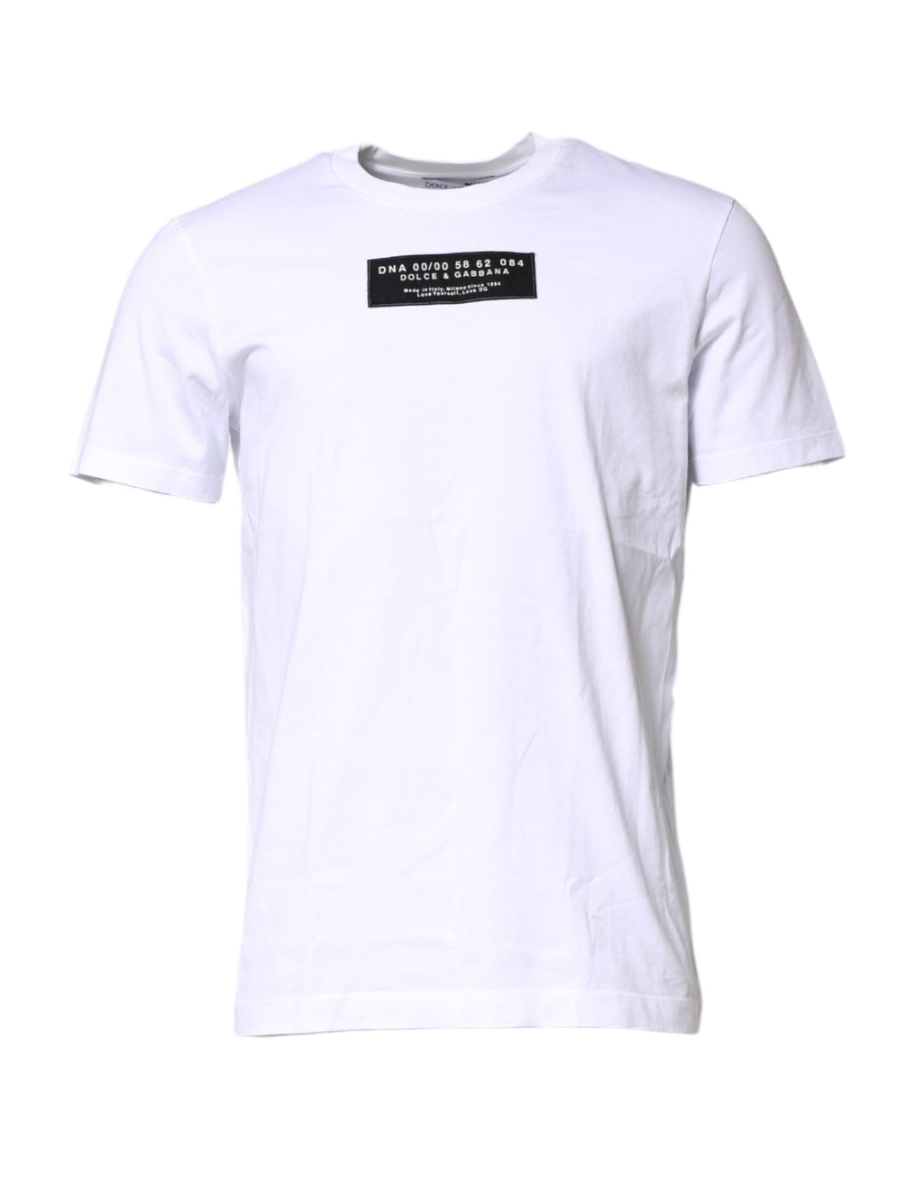 Camiseta de cuello redondo con parche del logotipo de algodón blanco de Dolce &amp; Gabbana