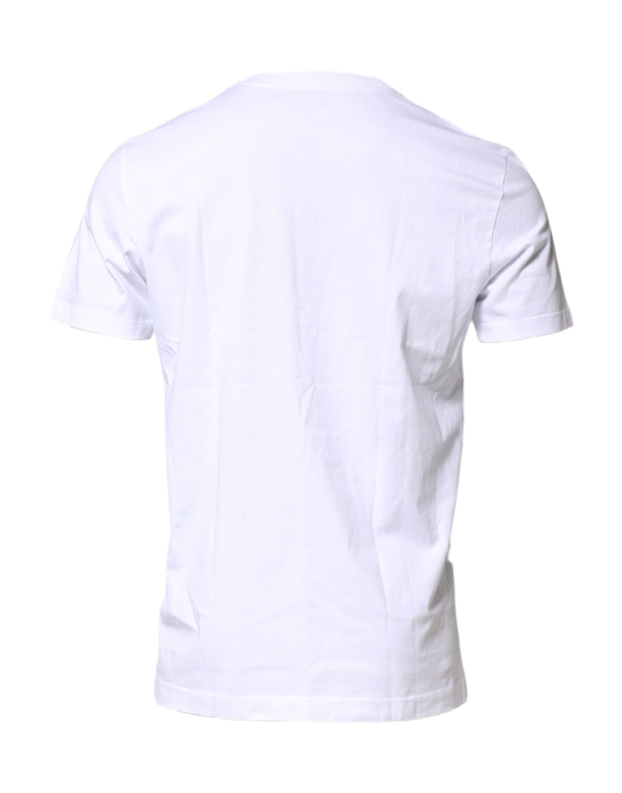 Camiseta de cuello redondo con parche del logotipo de algodón blanco de Dolce &amp; Gabbana
