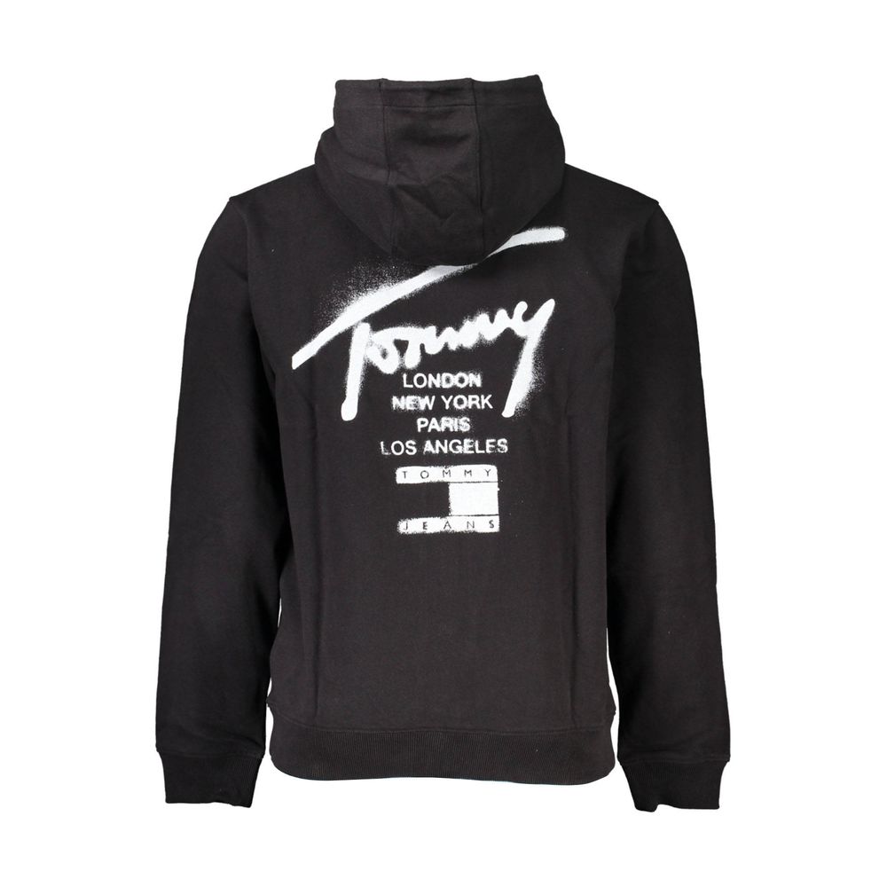 Suéter Tommy Hilfiger de algodón negro para hombre con capucha y bolsillos con cremallera
