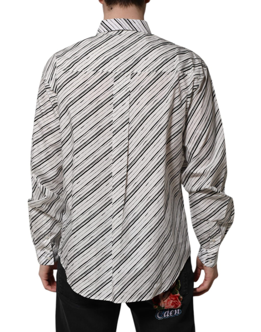 Camisa formal de manga larga a rayas blancas para hombre de Dolce &amp; Gabbana