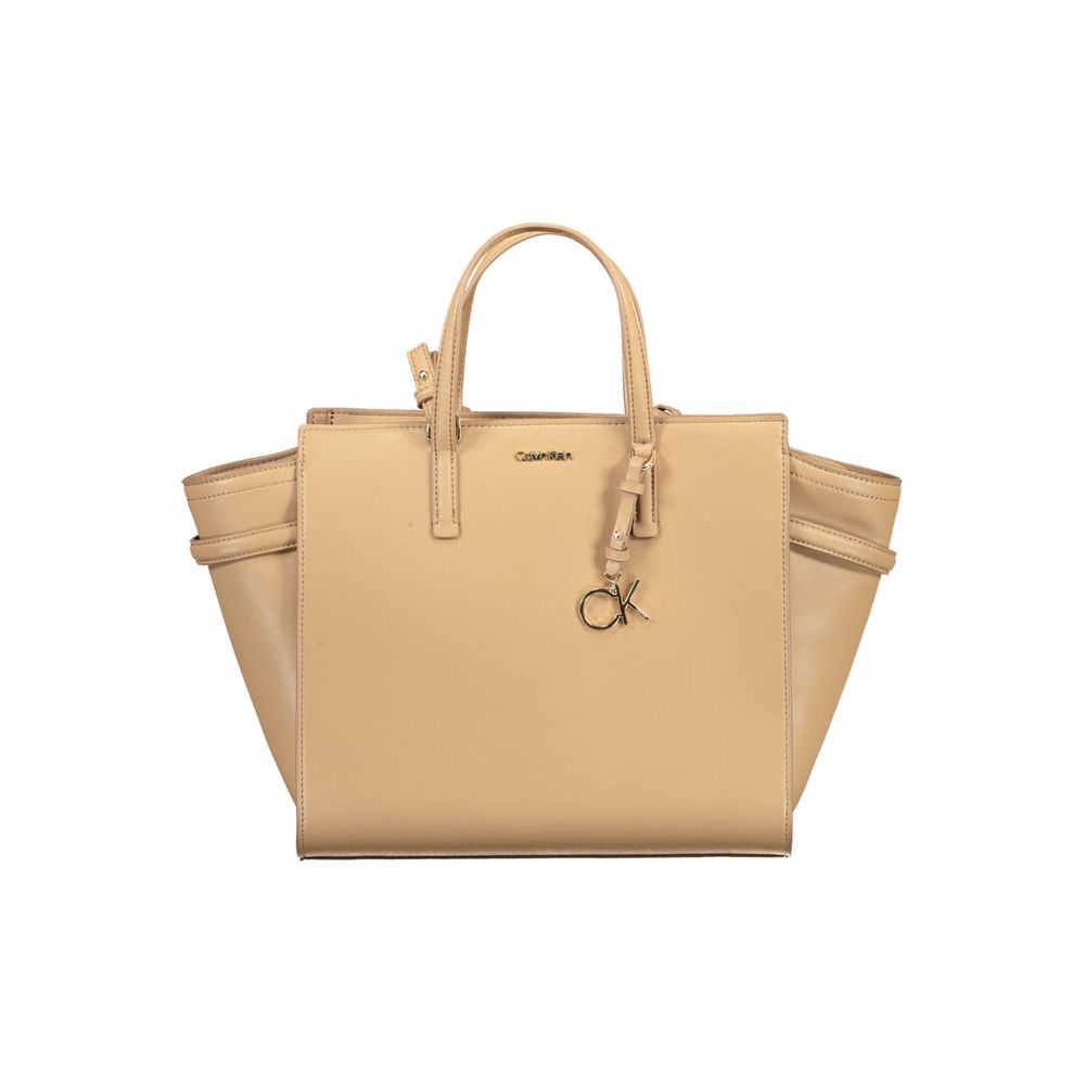 Bolso de mano Calvin Klein de poliéster beige para mujer