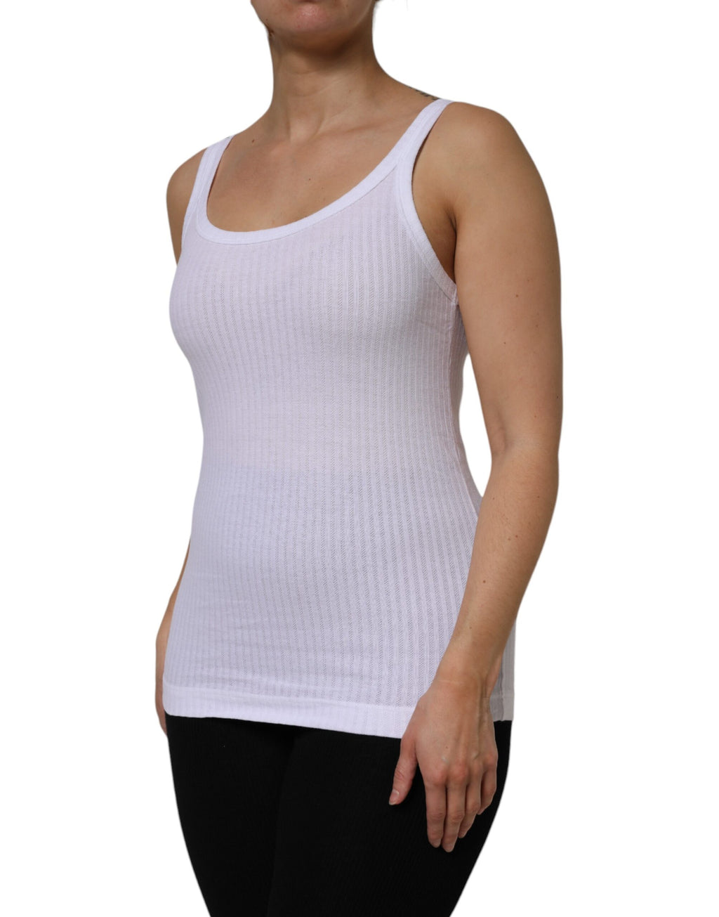 Camiseta sin mangas de cuello redondo de algodón blanco Dolce &amp; Gabbana