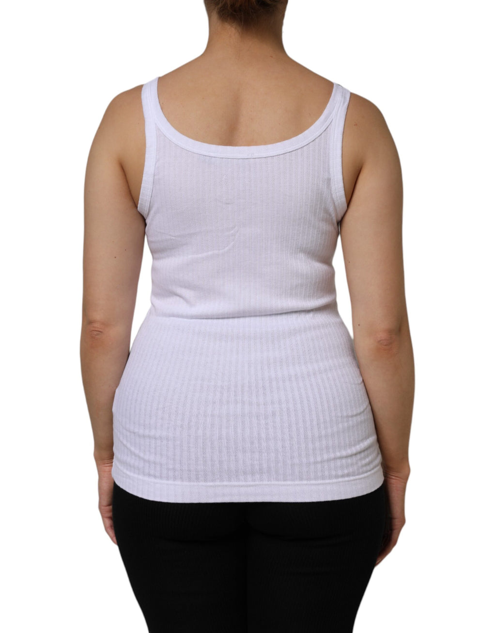 Camiseta sin mangas de cuello redondo de algodón blanco Dolce &amp; Gabbana