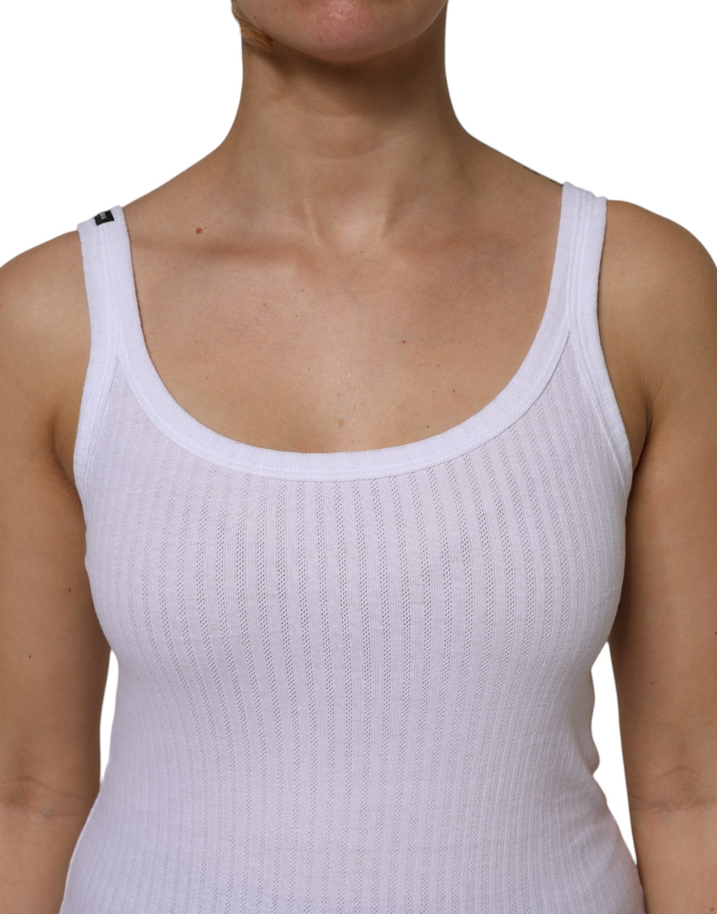 Camiseta sin mangas de cuello redondo de algodón blanco Dolce &amp; Gabbana