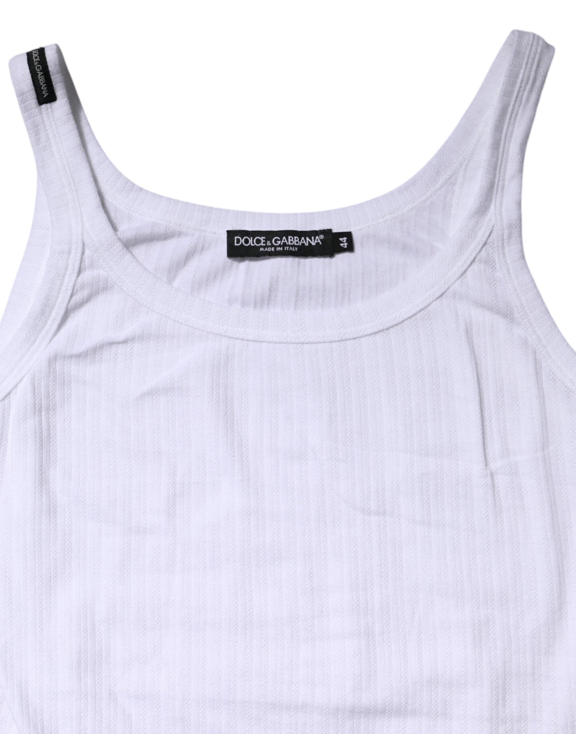 Camiseta sin mangas de cuello redondo de algodón blanco Dolce &amp; Gabbana