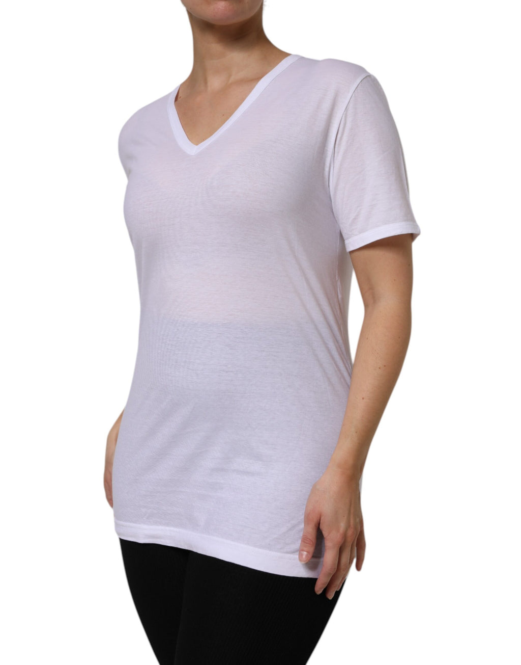 Camiseta Dolce &amp; Gabbana de algodón blanco de manga corta con cuello en V