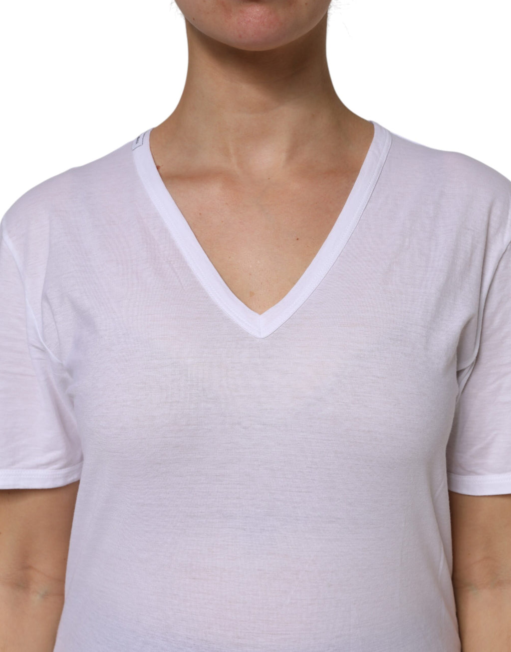 Camiseta Dolce &amp; Gabbana de algodón blanco de manga corta con cuello en V