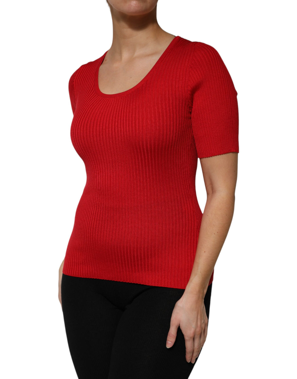 Top tipo jersey rojo de manga corta y cuello redondo de Dolce &amp; Gabbana
