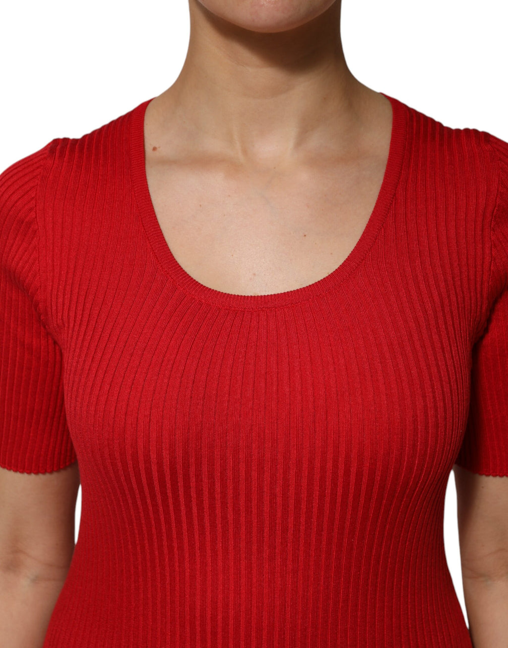 Top tipo jersey rojo de manga corta y cuello redondo de Dolce &amp; Gabbana
