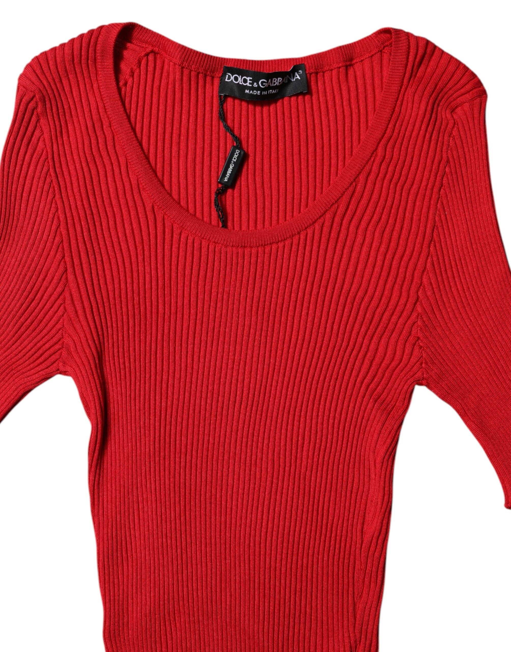 Top tipo jersey rojo de manga corta y cuello redondo de Dolce &amp; Gabbana