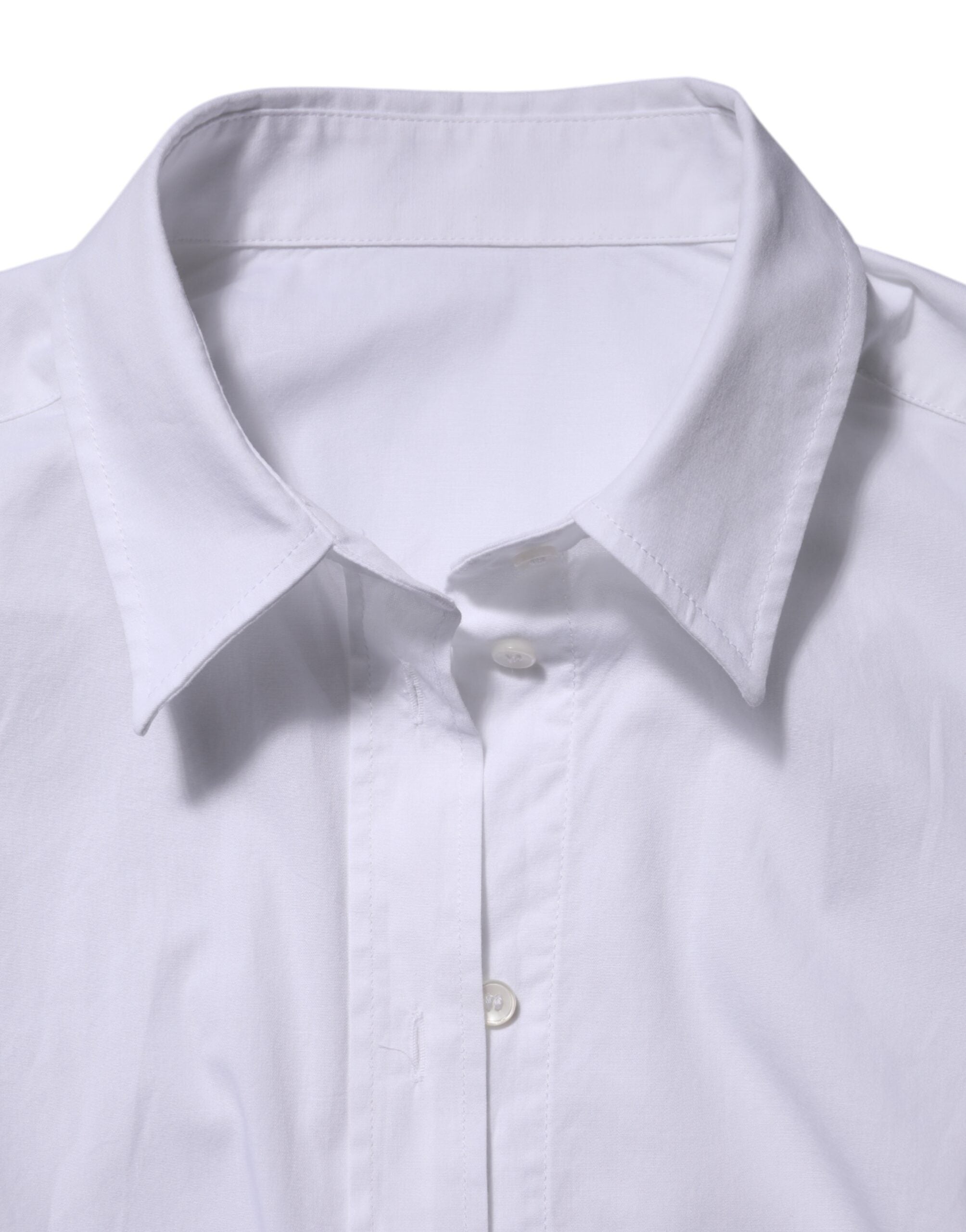 Camisa de manga larga con cuello de algodón blanco de Dolce &amp; Gabbana