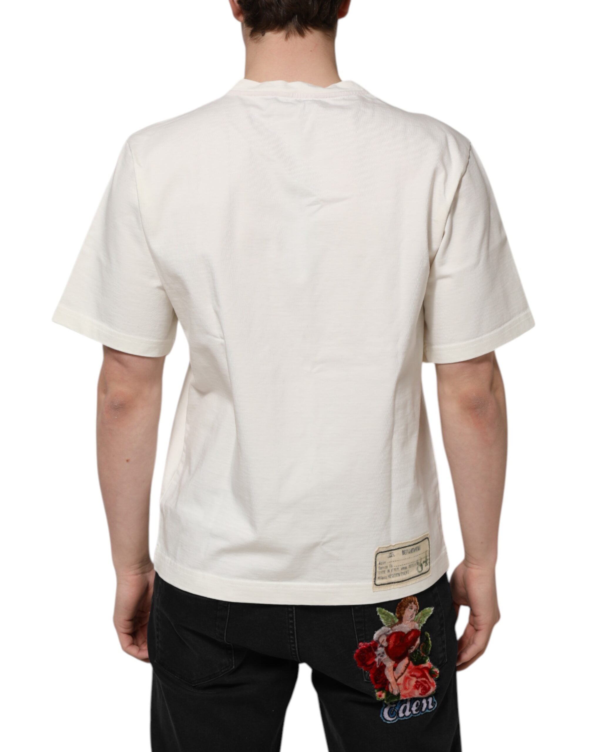 Camiseta de cuello redondo de algodón Love Peace para hombre de Dolce &amp; Gabbana en blanco