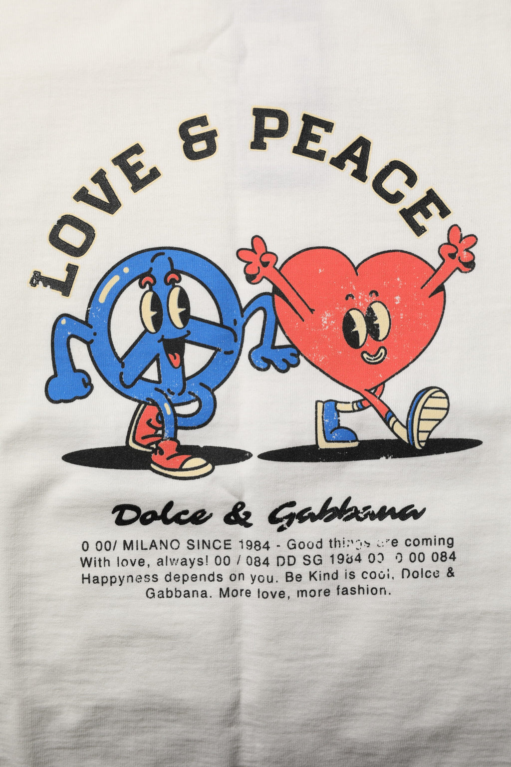 Camiseta de cuello redondo de algodón Love Peace para hombre de Dolce &amp; Gabbana en blanco