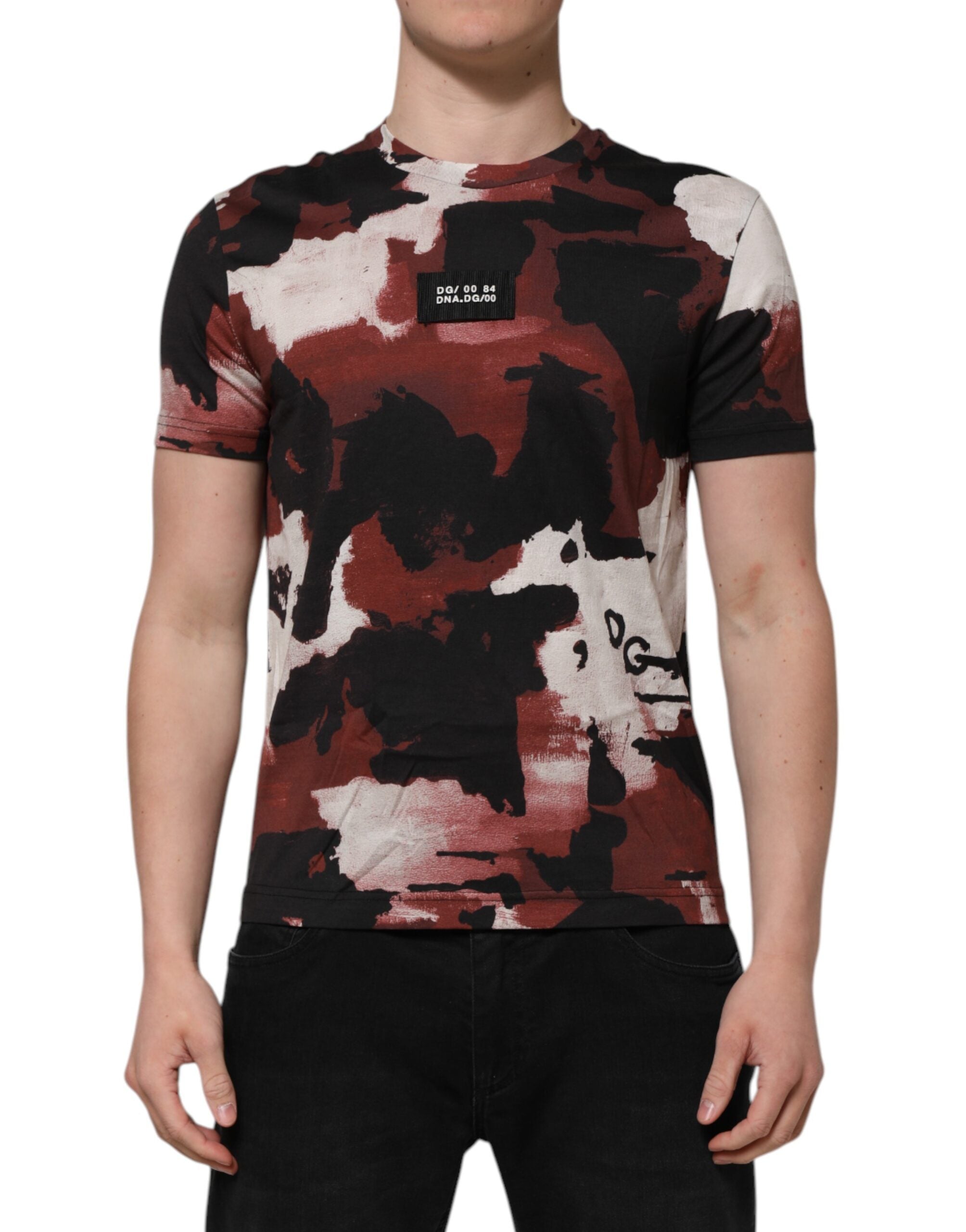 Camiseta de cuello redondo con estampado de camuflaje multicolor de Dolce &amp; Gabbana para hombre