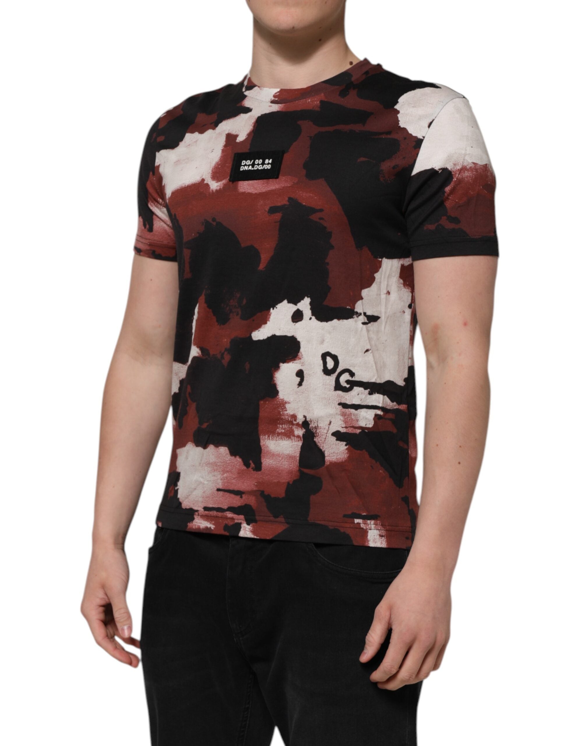 Camiseta de cuello redondo con estampado de camuflaje multicolor de Dolce &amp; Gabbana para hombre