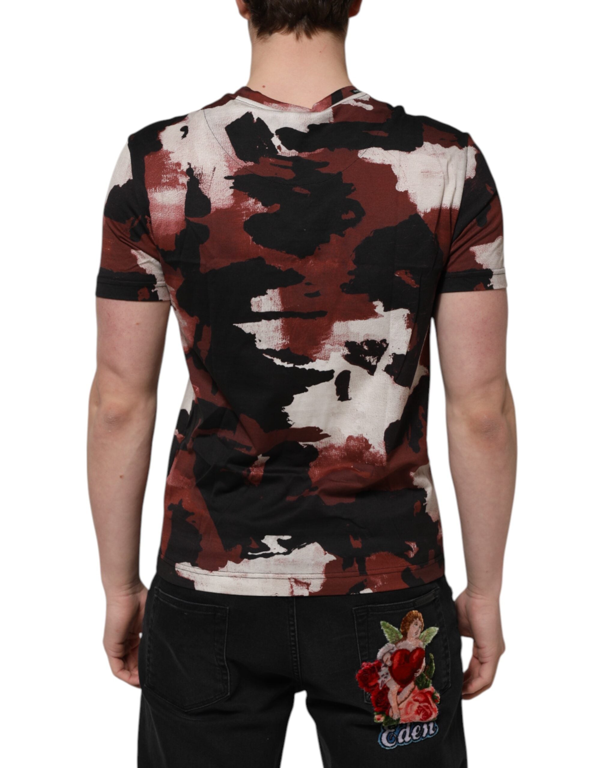 Camiseta de cuello redondo con estampado de camuflaje multicolor de Dolce &amp; Gabbana para hombre