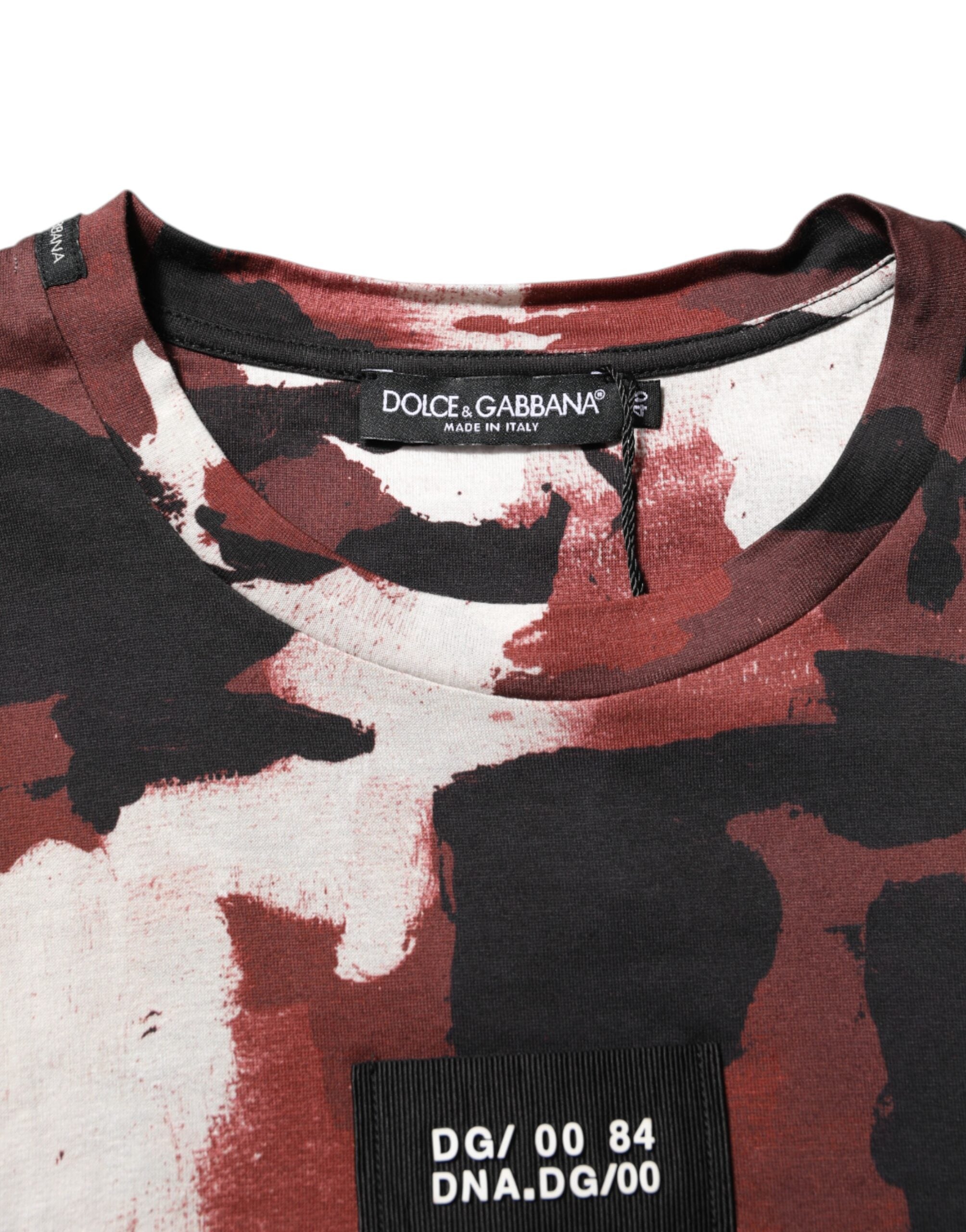 Camiseta de cuello redondo con estampado de camuflaje multicolor de Dolce &amp; Gabbana para hombre