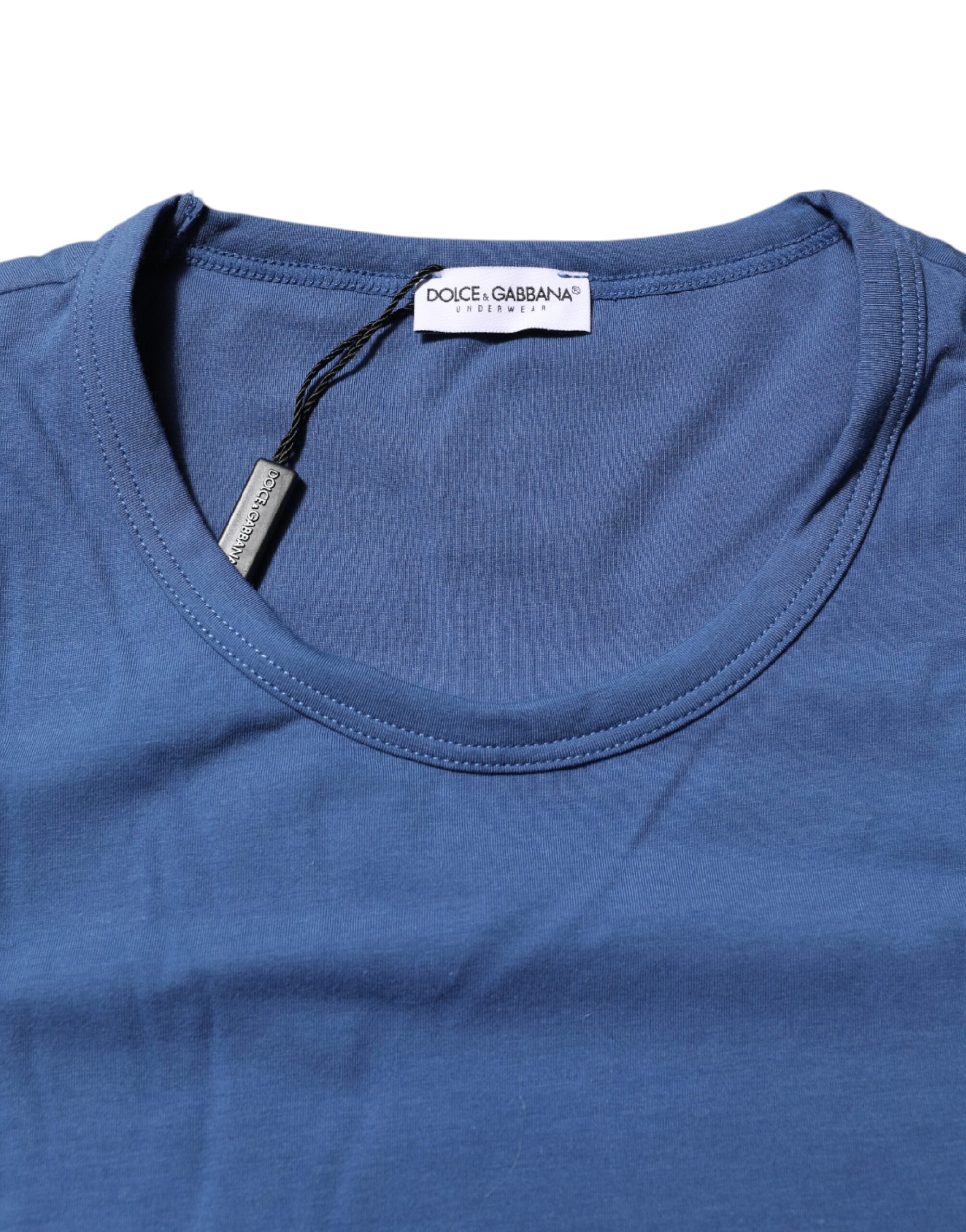 Camiseta interior de cuello redondo de algodón azul para hombre de Dolce &amp; Gabbana
