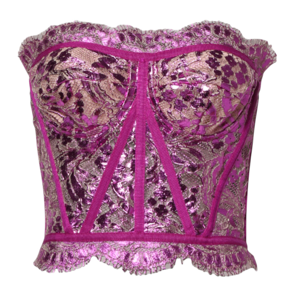 Blusa con corsé sin mangas y bustier rosa de Dolce &amp; Gabbana