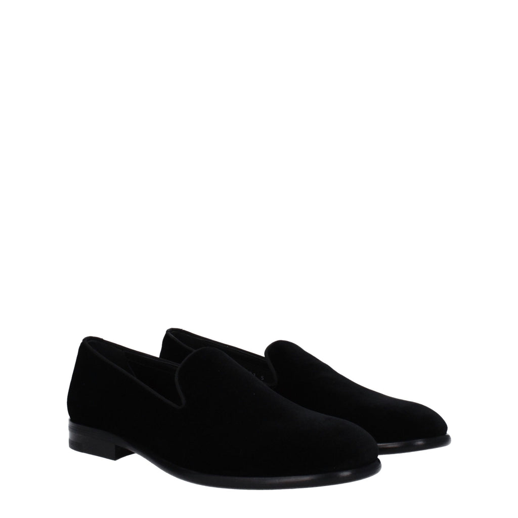 Dolce & Gabbana Black Velvet Slip-On Loafers
