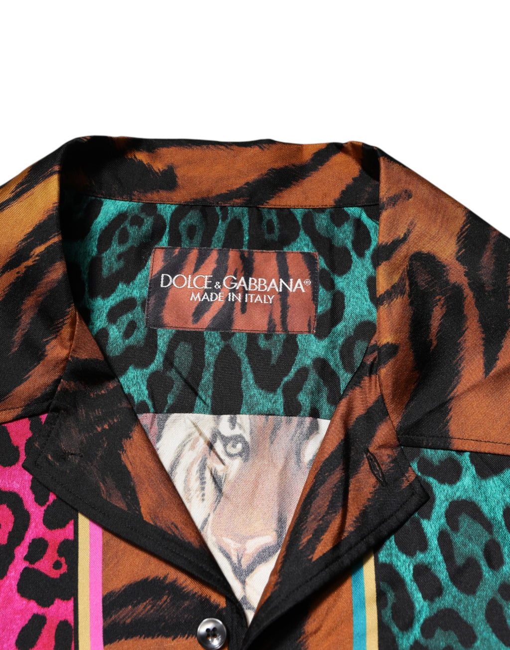 Camiseta hawaiana con estampado de tigre de seda multicolor de Dolce &amp; Gabbana