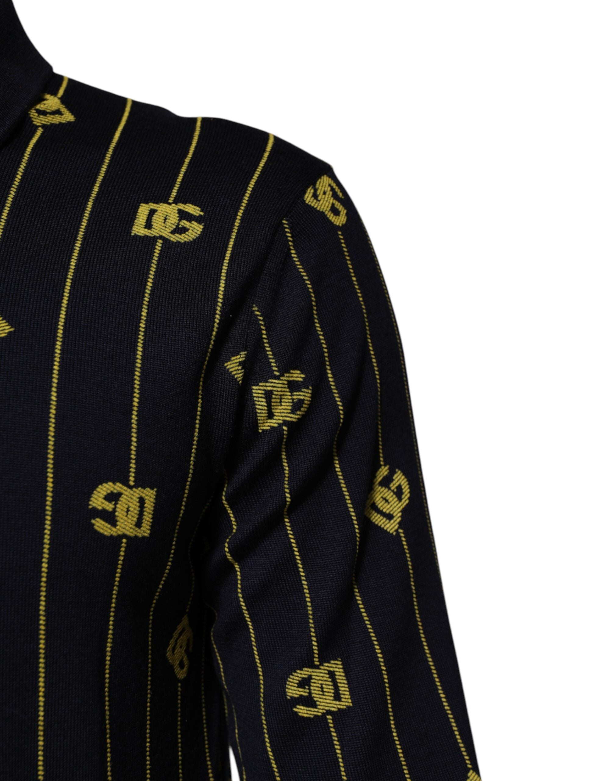 Polo de punto en jacquard con logotipo negro de Dolce &amp; Gabbana