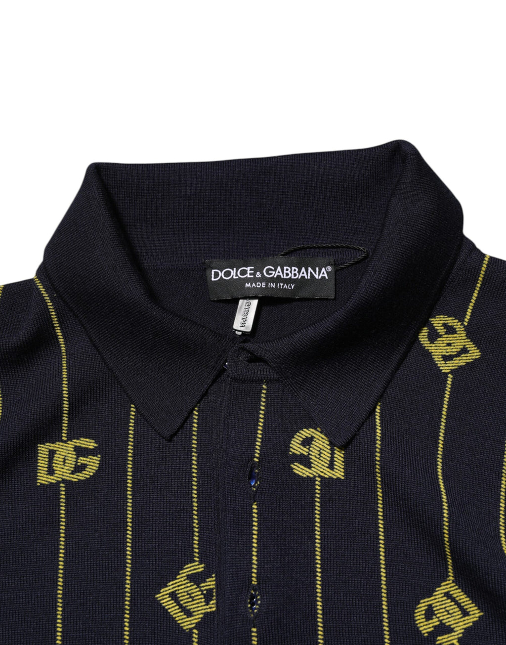 Polo de punto en jacquard con logotipo negro de Dolce &amp; Gabbana
