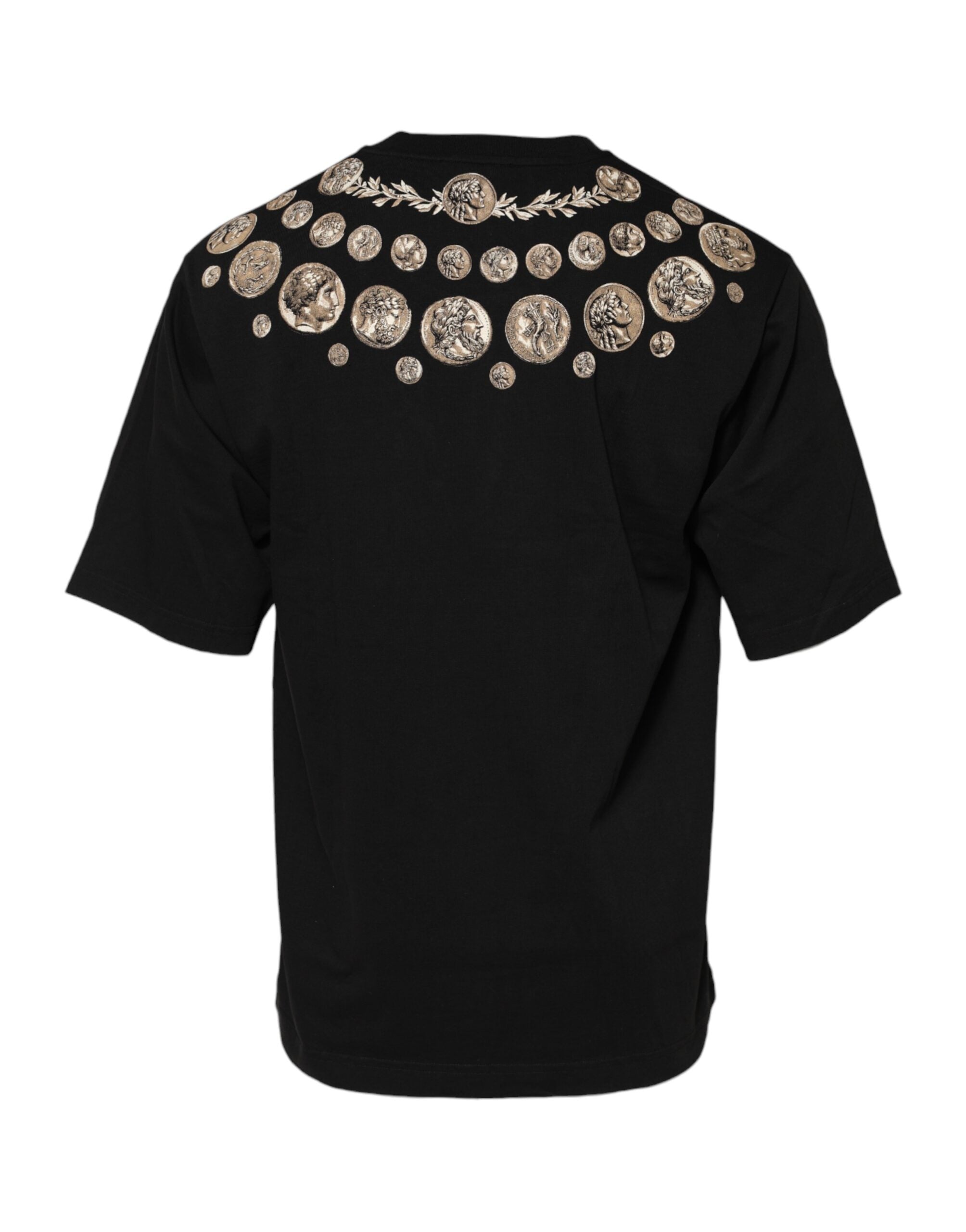 Camiseta de algodón con cuello redondo y estampado de monedas negras de Dolce &amp; Gabbana