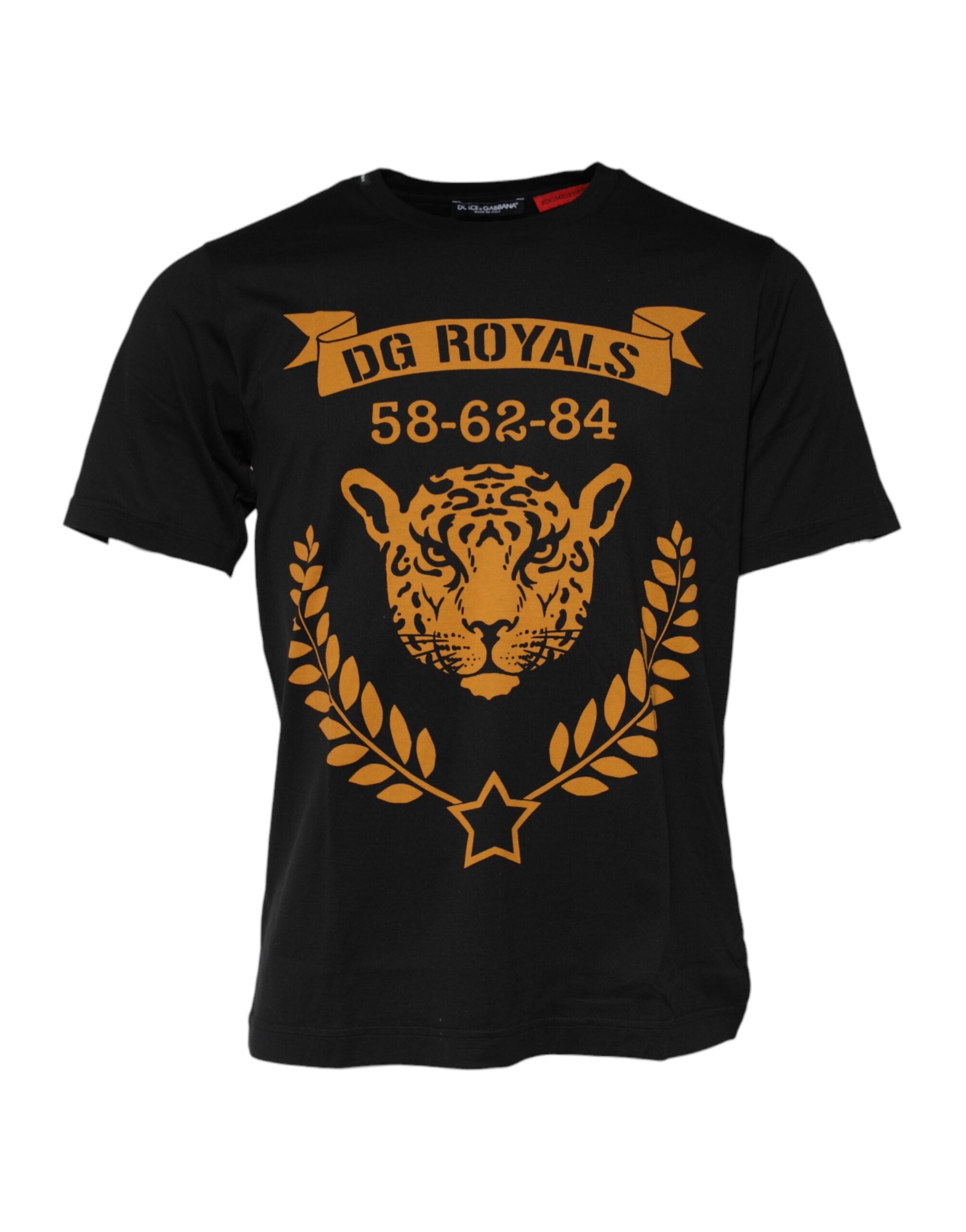 Camiseta de cuello redondo de algodón DG Royals negra de Dolce &amp; Gabbana