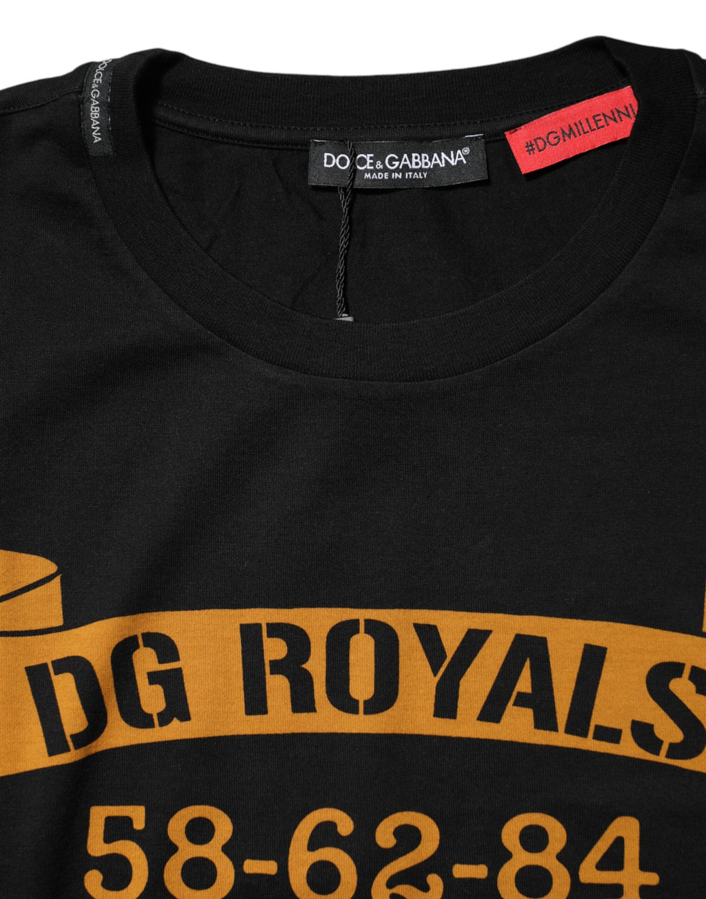 Camiseta de cuello redondo de algodón DG Royals negra de Dolce &amp; Gabbana