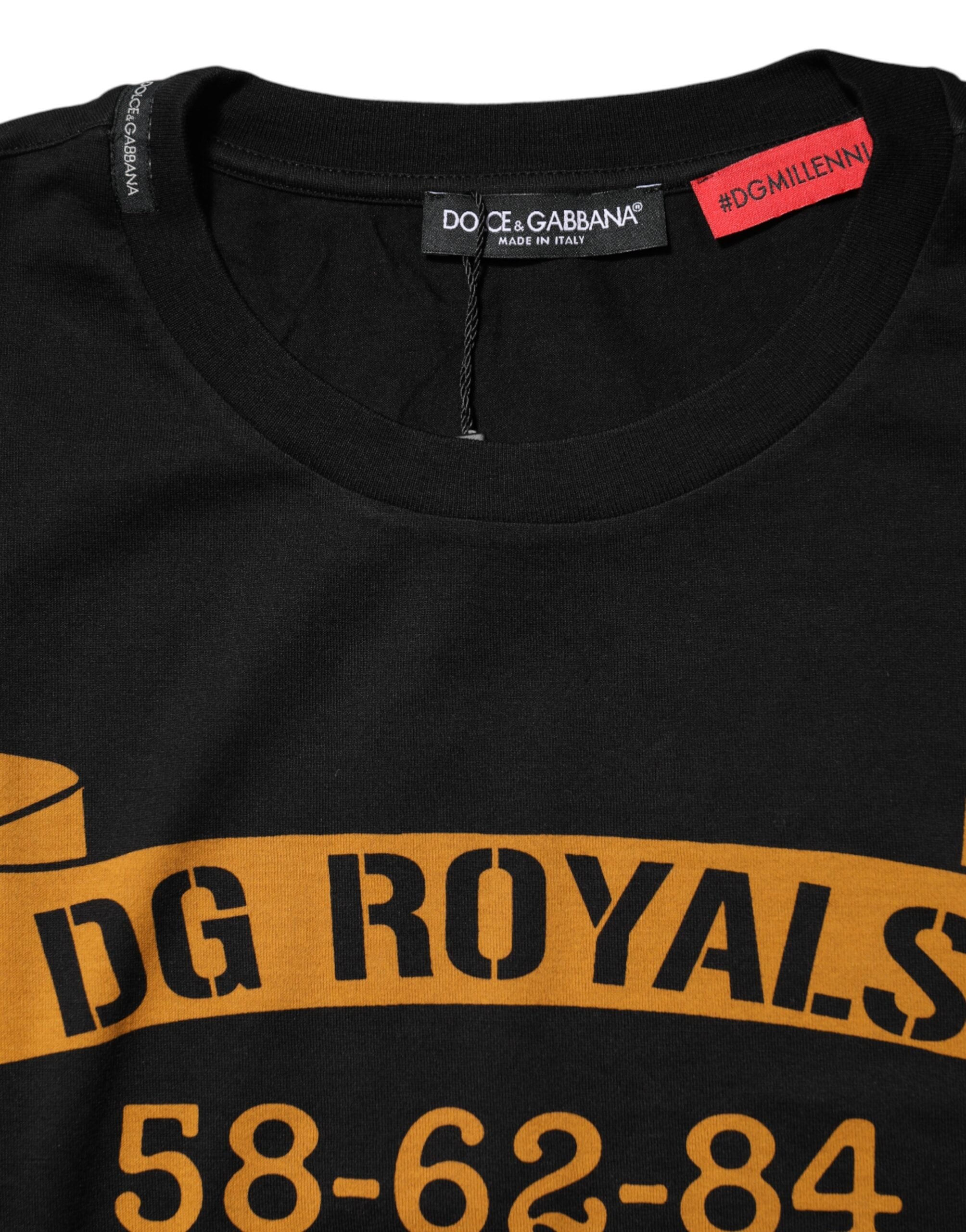 Camiseta de cuello redondo de algodón DG Royals negra de Dolce &amp; Gabbana