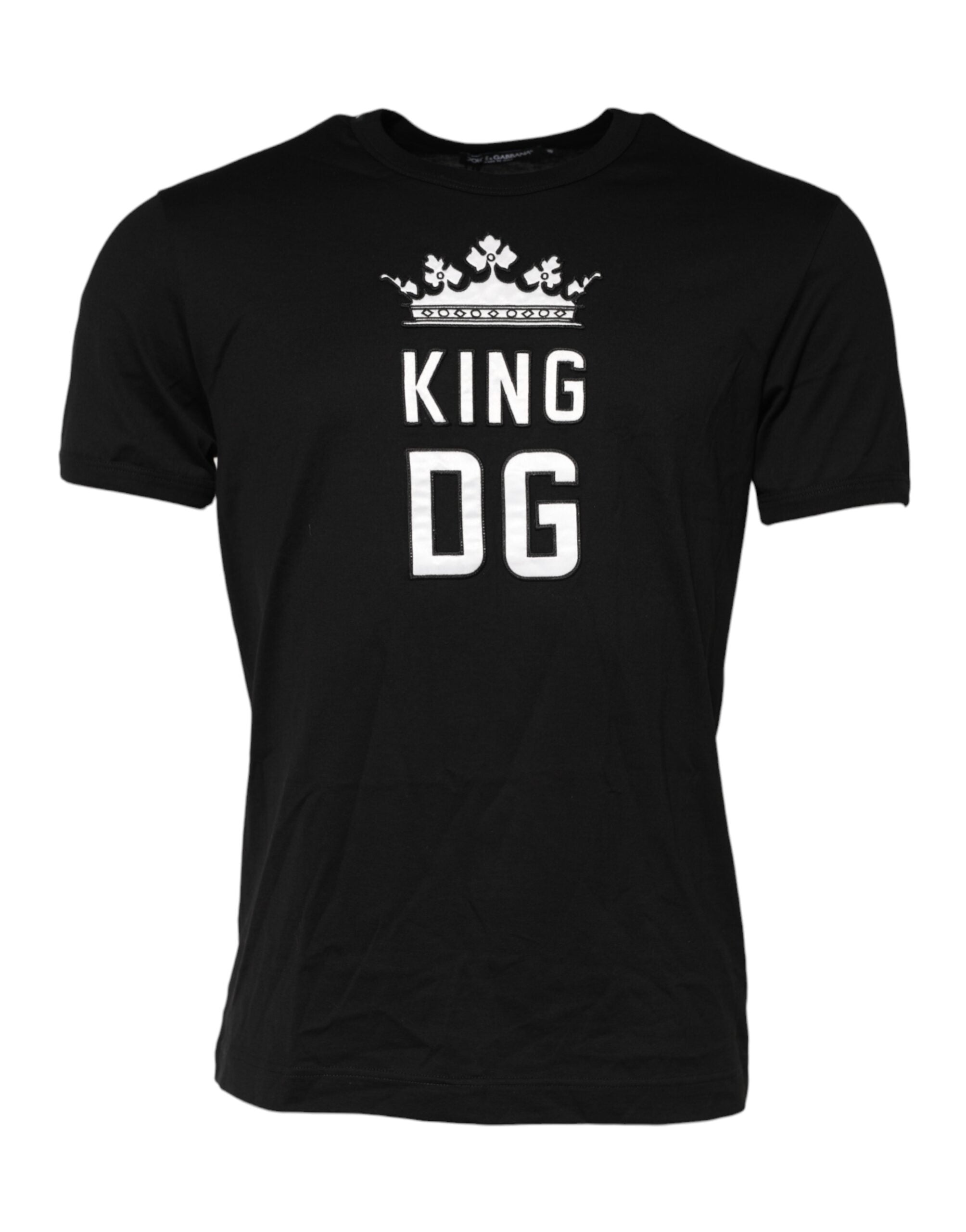 Camiseta de cuello redondo de algodón DG King Crown negra de Dolce &amp; Gabbana