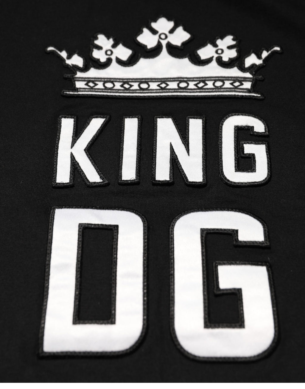 Camiseta de cuello redondo de algodón DG King Crown negra de Dolce &amp; Gabbana