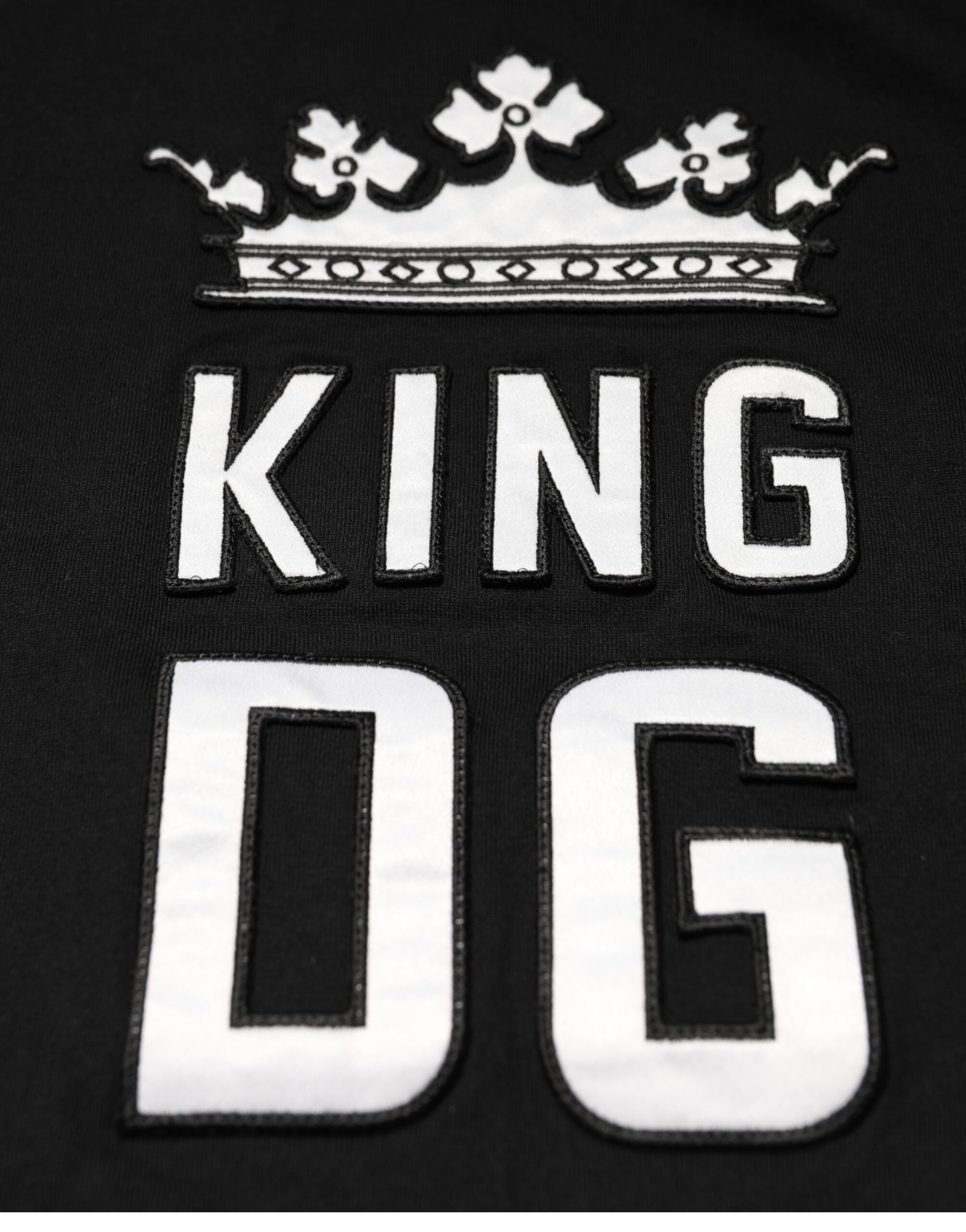 Camiseta de cuello redondo de algodón DG King Crown negra de Dolce &amp; Gabbana
