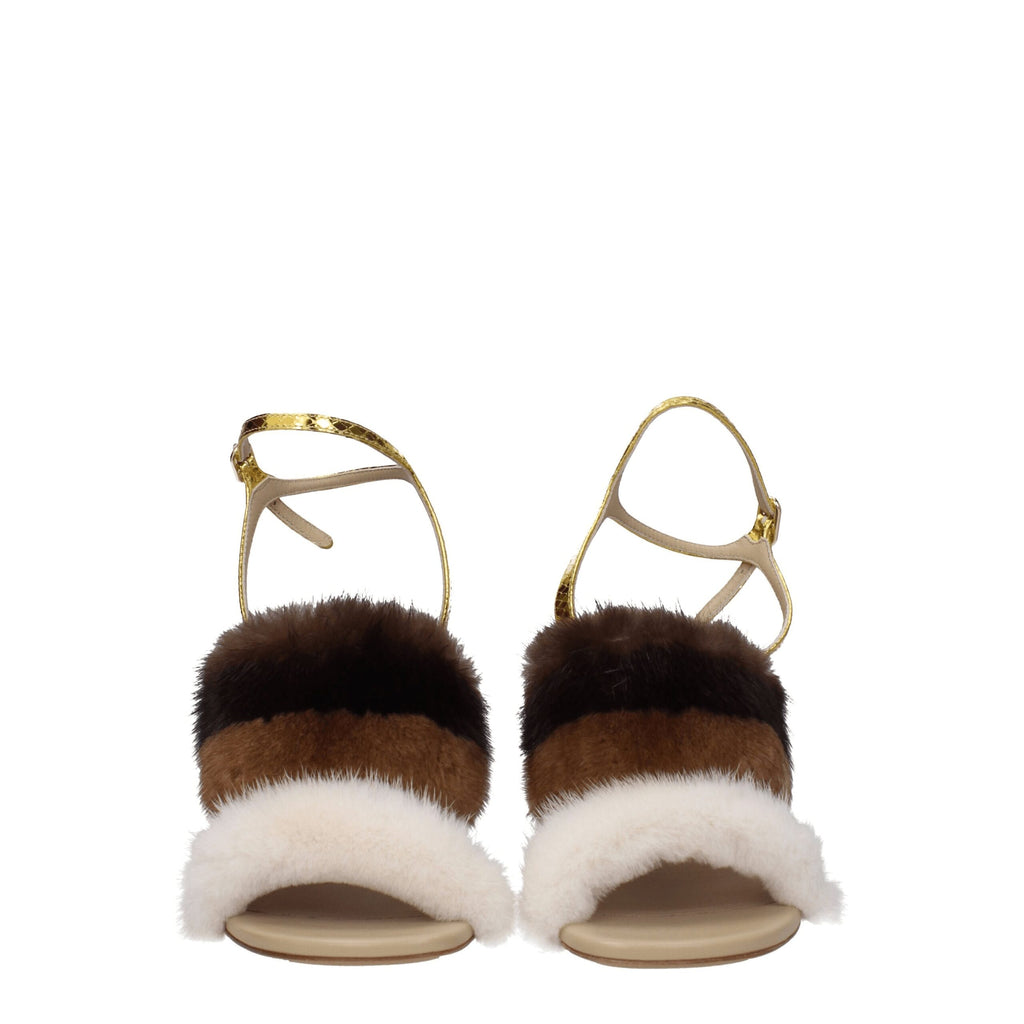 Fendi Brown Mink Strap-On Sandals