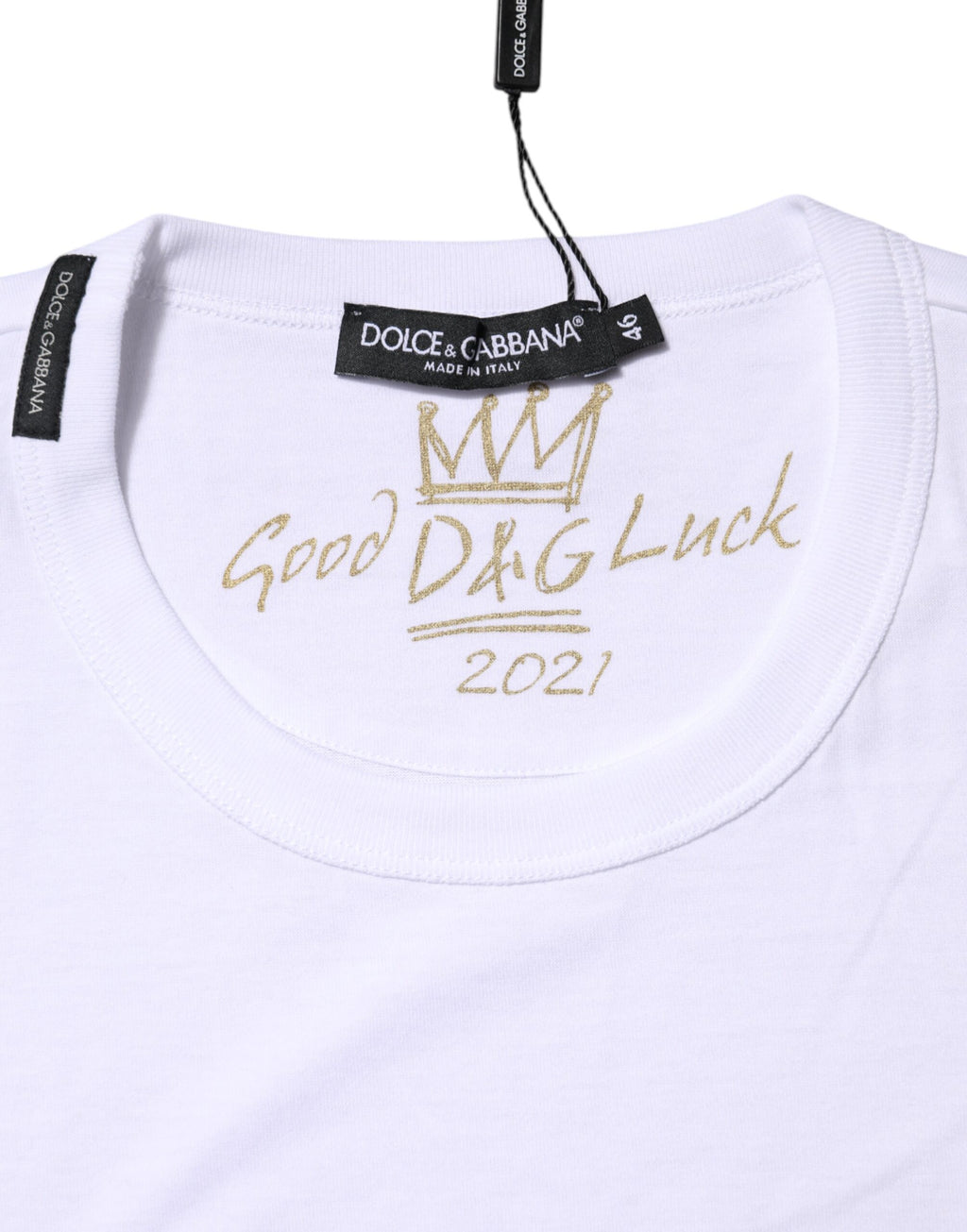 Camiseta de cuello redondo Goodluck 2022 de algodón blanco de Dolce &amp; Gabbana