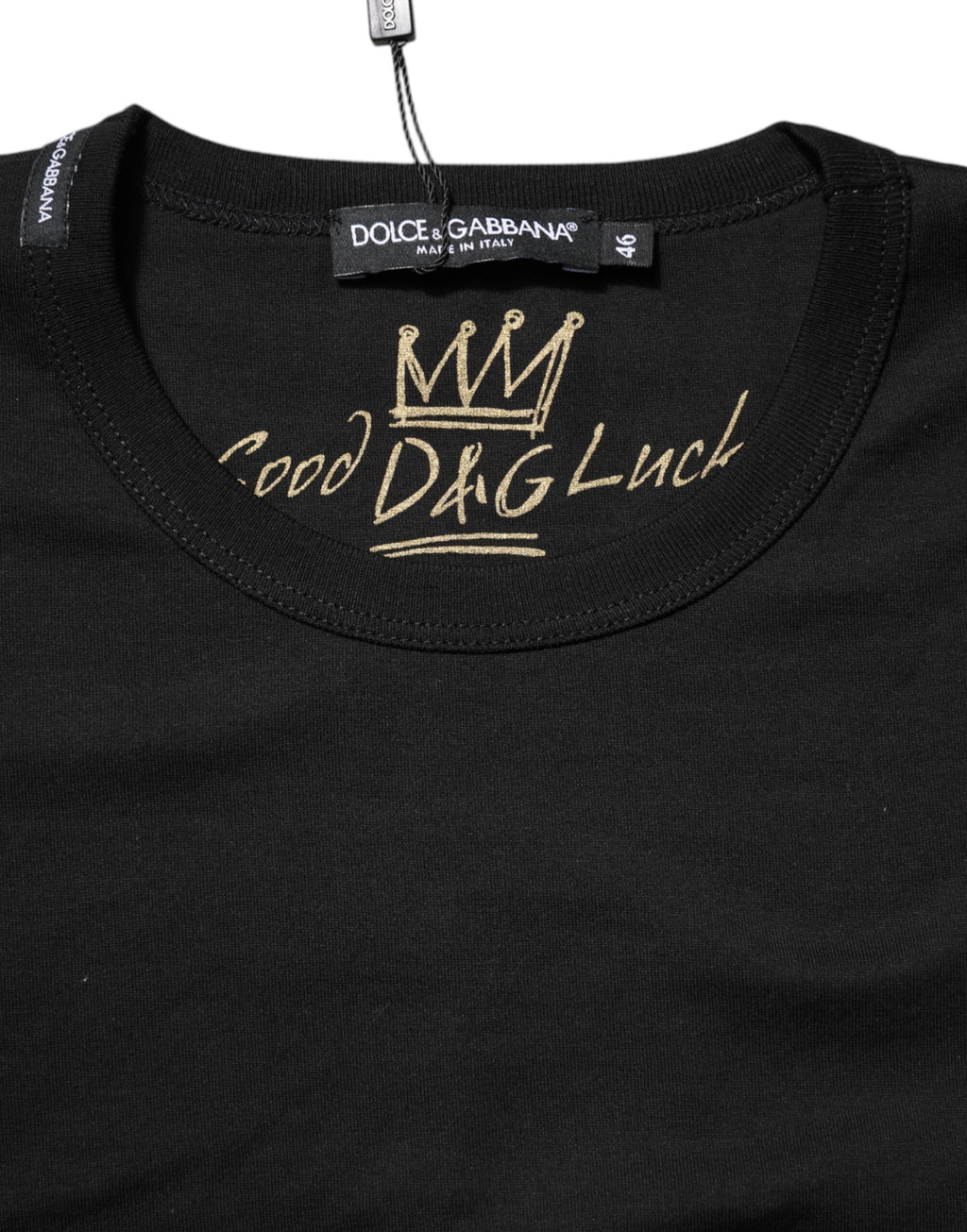 Camiseta de cuello redondo Goodluck de algodón negro de Dolce &amp; Gabbana