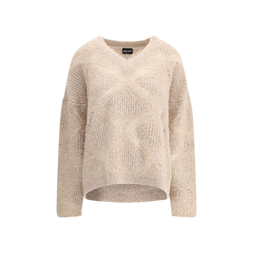 Suéter de mezcla de cachemira y alpaca con cuello en V de Giorgio Armani