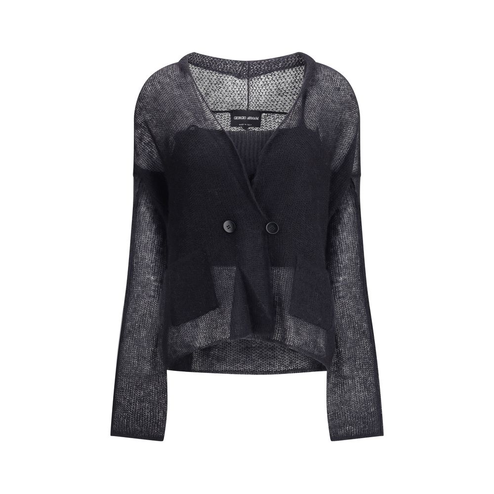 Giorgio Armani Cárdigan cruzado y top en mezcla de lana y mohair Conjunto Twin-set