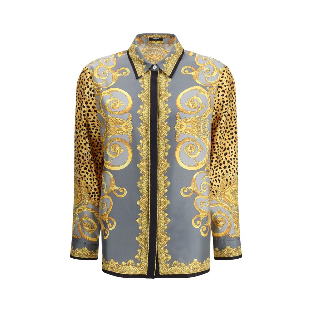 Camisa con fular de seda de guepardo de Versace